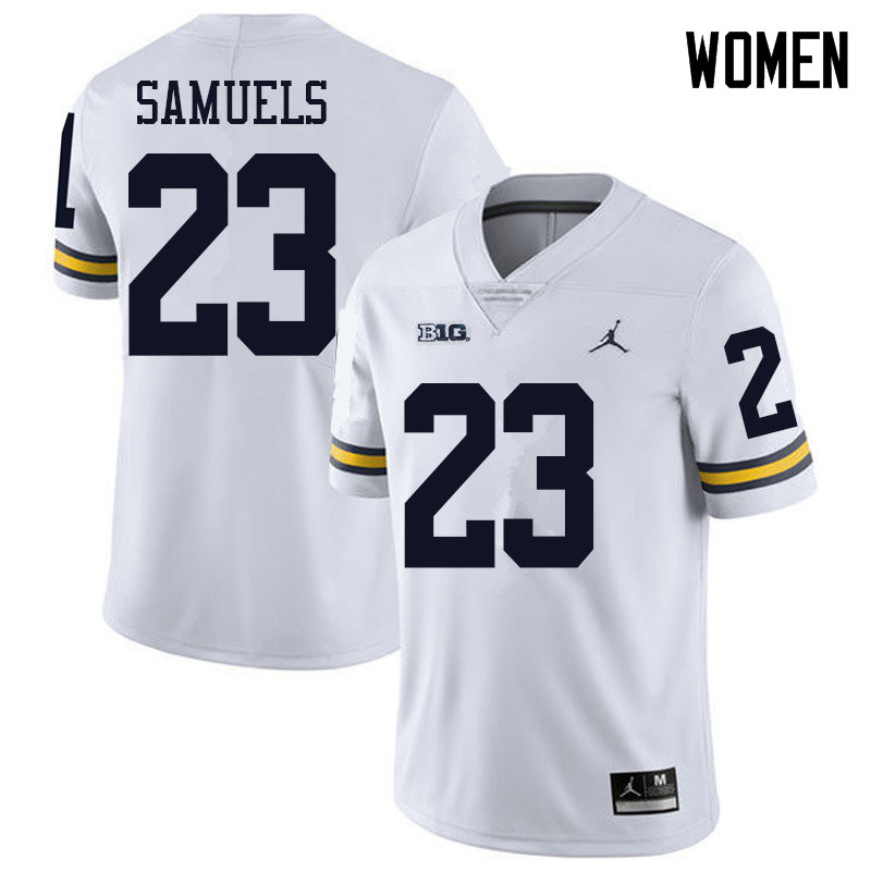 Jordan Brand Women #23 O'Maury Samuels Michigan Wolverines College Football Jerseys Sale-White